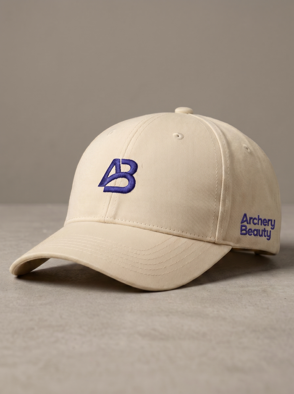 ArcheryBeauty Cream Cotton Twill Cap with Embroidered Monogram