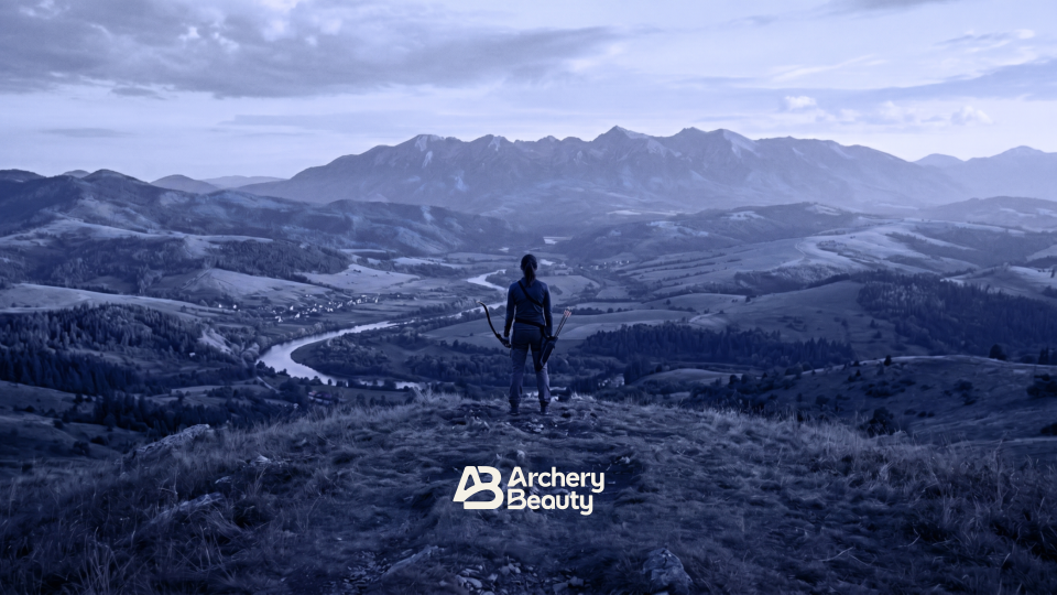 ArcheryBeauty Mountain Range Landscape with Precision Target Line
