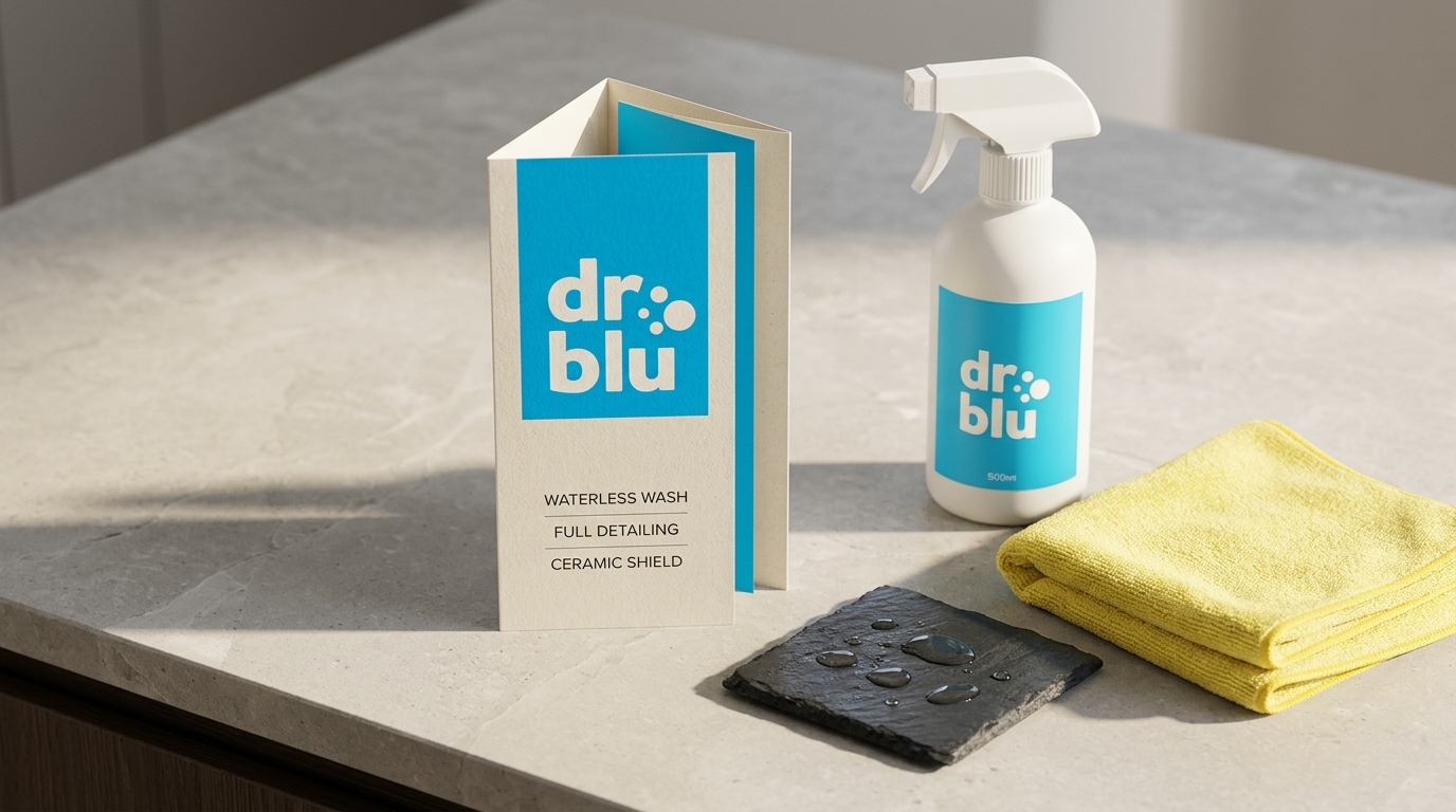 dr.blu Printed Detailing Service Rate Card and Studio Collateral