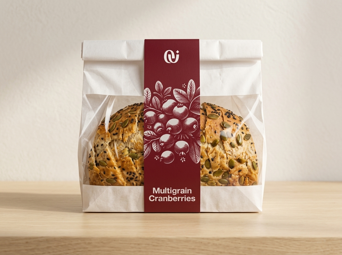Ovenly Multigrain Cranberries Signature Packaging on Pale Oak